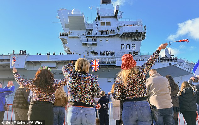 Thousands of service personnel have been reunited with their families in time for Christmas as the Royal Navy flagship HMS Prince of Wales and its support ships returned to their home bases