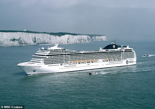 Life on the ocean waves: An MSC liner navigating past Dover's White Cliffs in the English Channel