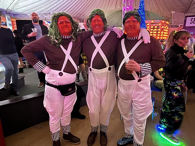 A group dressed up as Oompa Loompas. Andy didn't feel out of place with the 'out there' dress code