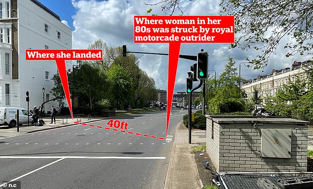Helen Holland was 'flung 40ft' by the officer's motorbike, which was escorting Sophie through west London on May 10, 2023