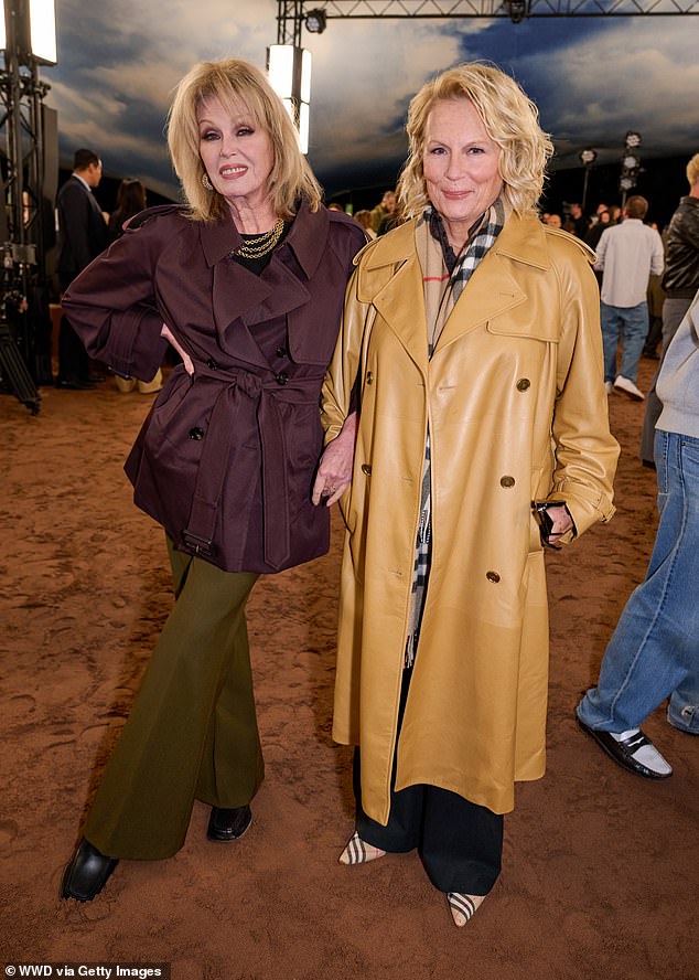 It comes after back in September Absolutely Fabulous stars Jennifer and Joanna Lumley reunited for the Burberry show at Kensington Gardens