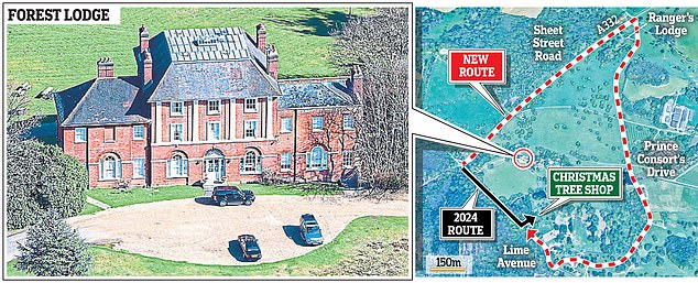 However, access routes have been limited to prevent people from driving right in front of the royal eight-bedroom home, meaning cars now face being diverted around a new circular route ¿ more than a mile detour in all