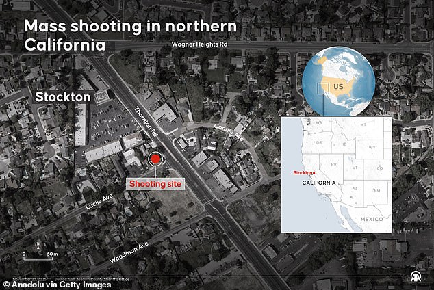 A map shows the location of the shooting that has seen four people killed