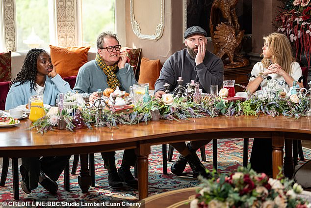 Marler, pictured centre right, with Cat Burns, left, Alan Carr, centre left, and Kate Garraway, right, on Traitors. He has won millions of new fans with his performance on the show