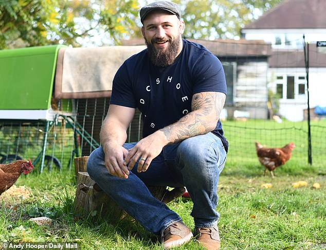Joe Marler, pictured, describes his physique as 'like a melted wheelie bin' and, until recently, he was best known as a gonad-grabbing hard-man of the pitch