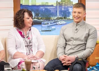 How heartbreaking for Adam Peaty's mother Caroline, pictured together in 2017,  that she has been ‘banned’ from his wedding to chef Gordon Ramsay ’s daughter Holly