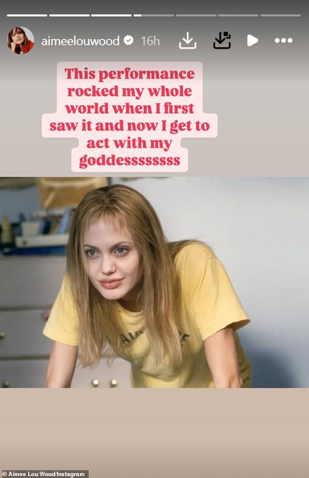 Earlier in May, Aimee revealed she thinks Hollywood legend Angeline Jolie (pictured) is a 'goddess' after watching her in Girl, Interrupted