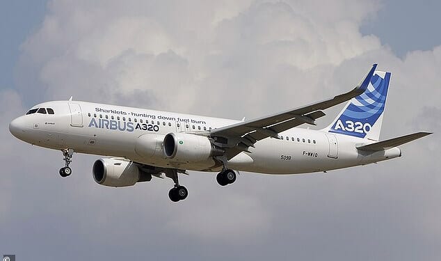Airbus has issued an emergency alert for the A320 passenger jet (Pictured) which could suffer electronics problems during solar storms