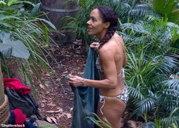 Lionesses star Alex Scott takes a shower in the jungle in 'I'm a Celebrity... Get Me Out of Here!'
