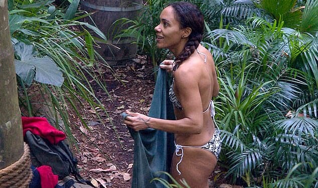 Lionesses star Alex Scott takes a shower in the jungle in 'I'm a Celebrity... Get Me Out of Here!'