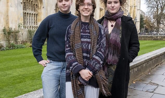 Furious student founders of Cambridge University Society of Women (CUSW) Thea Sewell, Serena Worley and Meave Halligan (left to right) are protesting Newnham College's call to let in biological men who 'self-identify' as female