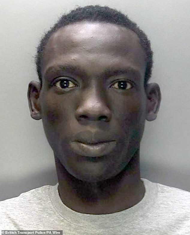 The latest Ministry of Justice statistics show that the number of foreign nationals in Britain's jails has grown by more than three per cent in a year to 10,737. Pictured: Asylum seeker Deng Chol Majek, 27, from Sudan, who killed Rhiannon Whyte, 27, in Walsall in October last year, three months after he arrived in the UK
