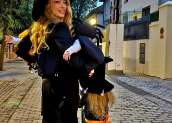 Amber Heard brought her five-month-old twins Ocean and Agnes out in public for the first time as she celebrated Halloween with daughter Oonagh Paige, four, in Madrid, Spain on Friday