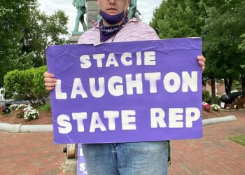Disgraced New Hampshire Rep. Stacie-Marie Laughton, who was born Barry Laughton, 41, has pleaded guilty to charges of aiding and abetting the sexual exploitation of children