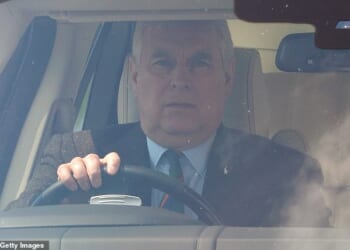 Andrew, the former Duke of York, is seen driving out of Royal Lodge in Windsor