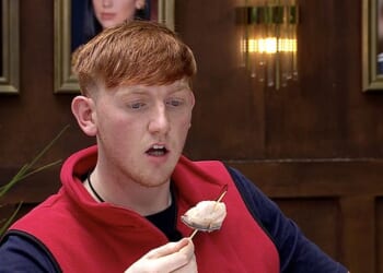 AngryGinge retches in disgust during tonight's I'm A Celebrity trial which he takes on alongside Ruby Wax