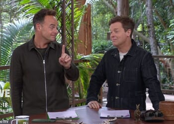 I'm A Celeb host Ant McPartlin (L) branded the star-studded campmates a 'bunch of idiots' after AngryGinge's camp mishap on Monday