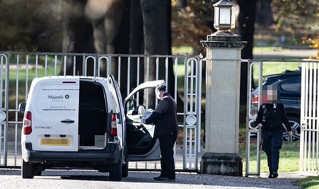A delivery of champagne was spotted being dropped off at Windsor's Royal Lodge today
