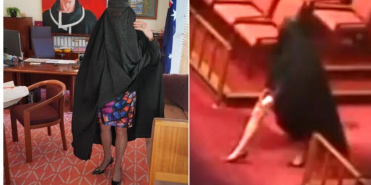 Australian Sen. Pauline Hanson's bill to ban the burqa failed, so she wore one on the floor of Parliament.
