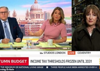 Susanna Reid (left) had Rachel Reeves (right) looking flustered this morning after grilling her about whether she broke Labour's manifesto commitments in the Budget