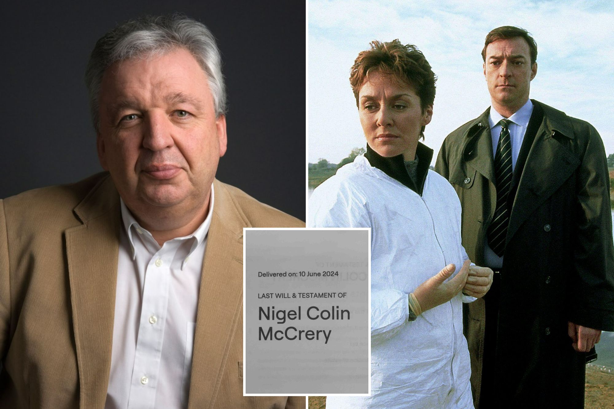 An image collage containing 3 images, Image 1 shows Nigel McCrery, author and scriptwriter, Image 2 shows Amanda Burton & John Mcglynn Film: Silent Witness (1996) Characters: Sam Ryan & Tom Adams&160;/ ... (8 episodes, 1996) Director: Bill Anderson 21 February 1996 **WARNING** This Photograph is for editorial use only and is the copyright of BB, Image 3 shows TV crime drama Silent Witness creator left just ¿10,000 in will