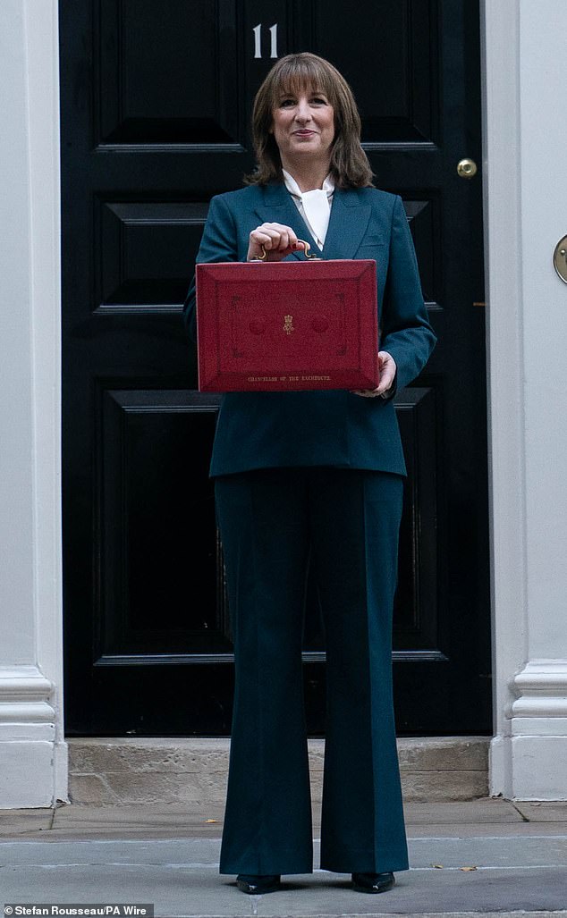 Rachel Reeves pictured outside 11 Downing Street with the red box before delivering her Budget