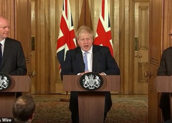 Boris Johnson as Prime Minister with chief medical officer Chris Whitty, left, and chief scientific adviser Sir Patrick Vallance, right, in March 2020