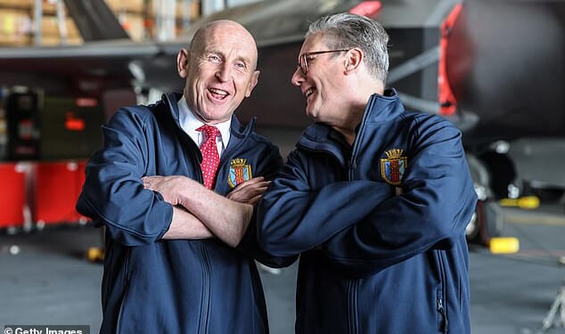 Following an explosion in welfare funding, commanders condemned Defence Secretary John Healey's (left) failure to convince the Treasury to invest in security, with no mention of defence in the Budget