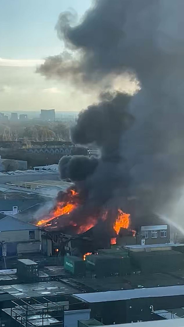 London Fire Brigade were called to Middlesex Business Park on Bridge Road in Southall at 8.55am on Tuesday, with crews from Southall, Heston, Ealing and surrounding stations sent