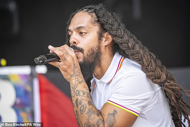 Pictured: Bobby Vylan, of punk duo Bob Vylan, performing on the West Holts Stage during the Glastonbury Festival this year