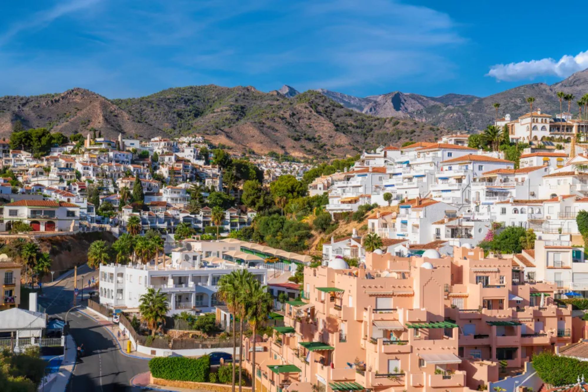 An image collage containing 1 images, Image 1 shows Burriana residential houses and villas Nerja Spain Costa del Sol