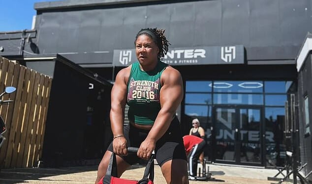 Andrea Thompson, 43, initially came second in the competition because of her performance in the 'Stone Series' challenge, where the women had to lift four implements over a 42-inch beam weighing up to 300 pounds