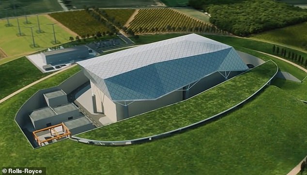 The power plant, roughly the size of two football pitches, will be supplying power to the grid from the mid-2030s, the government hopes. Pictured, the latest artist's impression