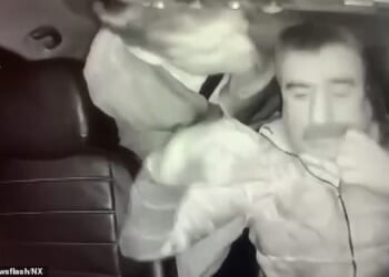 The British man was seen leaning through the seats and appeared to attack the driver