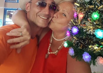 Mary Stuart-Miller with her partner Domenico Celentano, who was refused entry to the UK on Monday