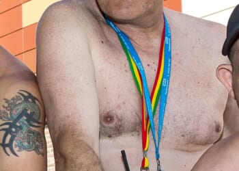 Robert Brown (pictured) was taking part in a World Naked Bike Ride event in Colchester, Essex, on August 9 when Lee Turnage, 46, drove up behind him on a motorbike and sent him crashing to the floor