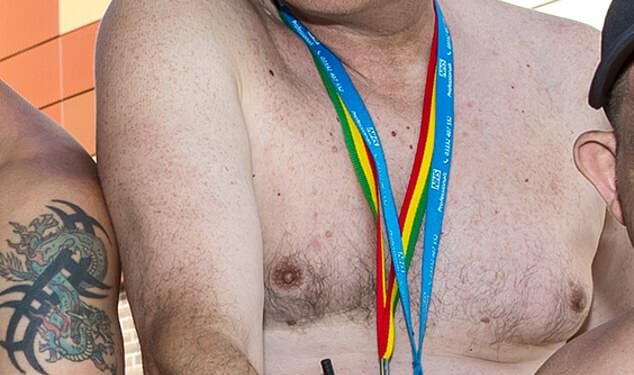 Robert Brown (pictured) was taking part in a World Naked Bike Ride event in Colchester, Essex, on August 9 when Lee Turnage, 46, drove up behind him on a motorbike and sent him crashing to the floor