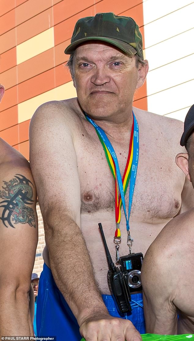 Robert Brown (pictured) was taking part in a World Naked Bike Ride event in Colchester, Essex, on August 9 when Lee Turnage, 46, drove up behind him on a motorbike and sent him crashing to the floor