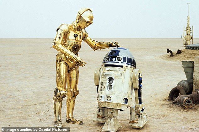 In Star Wars, C-3PO's silver leg often reflects the surroundings to make it look more golden (such as the desert scenes on Tatooine)