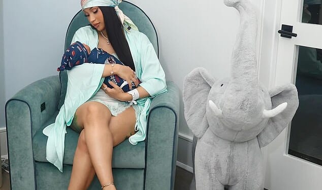Cardi B has shared the first photos of her newborn son, her first child with boyfriend Stefon Diggs but fourth overall