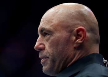 Joe Rogan looks on during UFC 316 at the Prudential Center on June 7, 2025, in Newark, New Jersey.