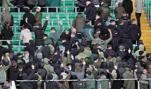 Celtic supporters boo during minute's silence on Remembrance Day as referee ends tribute after just 10 SECONDS