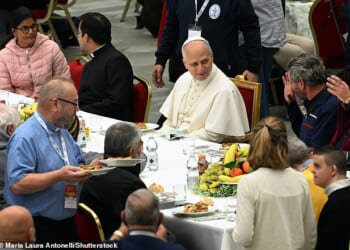 Chicago-born Pope Leo XIV is under scrutiny after a group of 48 transgender women were excluded from his head table at the Vatican's annual 'lunch for the poor' on Sunday