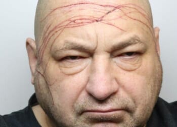 The image, published by Thames Valley Police shows the scowling bully with what seems to be blood red scratches across his forehead and right cheek