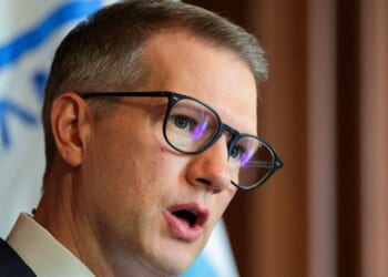 US Rep. Riley Moore speaks at the Environmental Protection Agency Headquarters in Washington, DC, on Feb. 18, 2025.