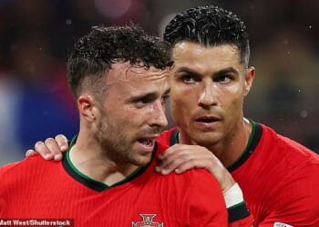 Cristiano Ronaldo has revealed why he chose not to attend the funeral of Diogo Jota (left)
