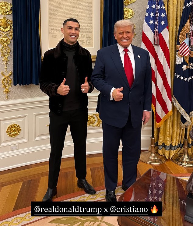 The Portuguese soccer star posed alongside Trump on his visit to the White House this week