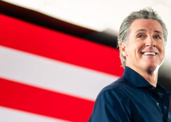 California Gov. Gavin Newsom speaks during a rally on Nov. 8, 2025, in Houston, Texas.
