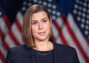Sen. Elissa Slotkin, a Democrat from Michigan, rehearses the Democratic response to President Donald Trump's address to a joint session of Congress on March 4, 2025, in Wyandotte, Michigan.
