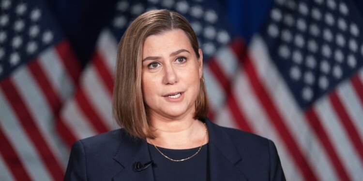 Sen. Elissa Slotkin, a Democrat from Michigan, rehearses the Democratic response to President Donald Trump's address to a joint session of Congress on March 4, 2025, in Wyandotte, Michigan.